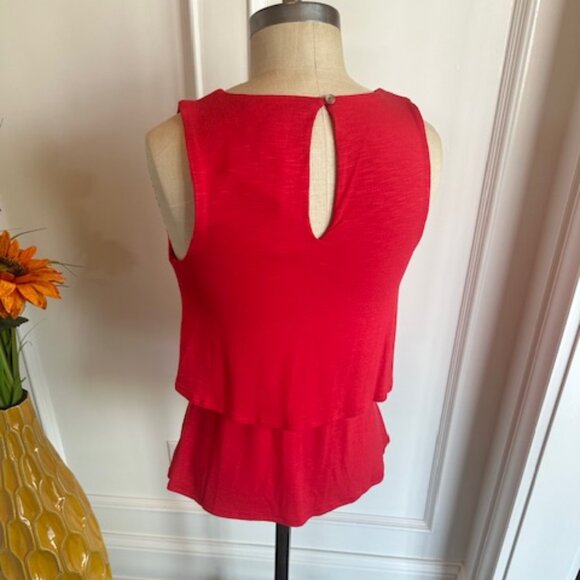 Deletta Anthropologie NWT Coral Red Asymmetrical Top - Picture 6 of 16